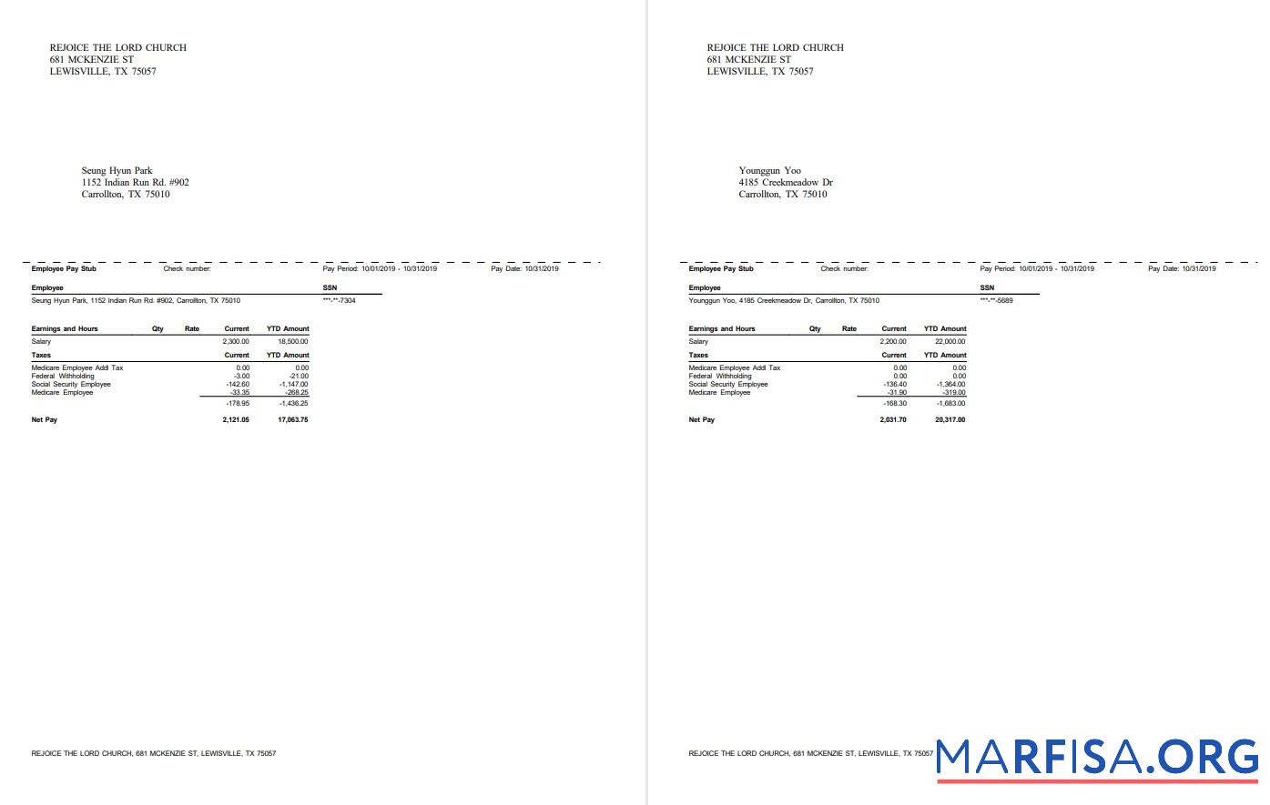 Blank Rejoice The Lord Church pay stubs template